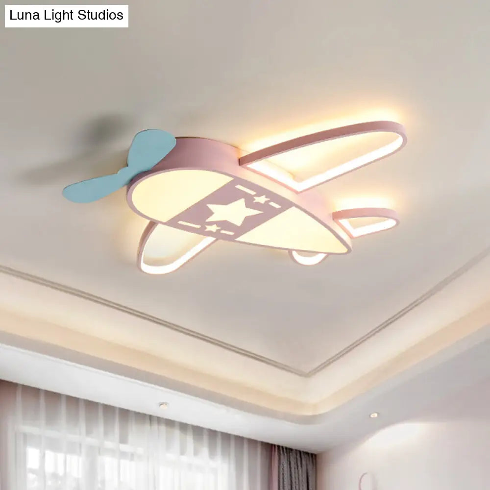 Acrylic Plane Ceiling Light With Simple Pink/Blue Led And Multiple Options