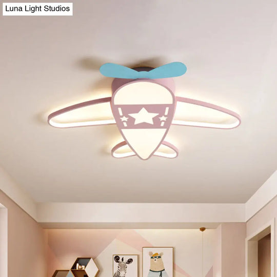 Acrylic Plane Ceiling Light With Simple Pink/Blue Led And Multiple Options Pink / White