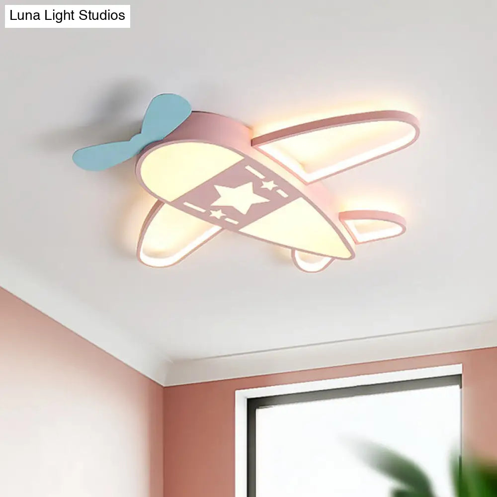 Acrylic Plane Ceiling Light With Simple Pink/Blue Led And Multiple Options