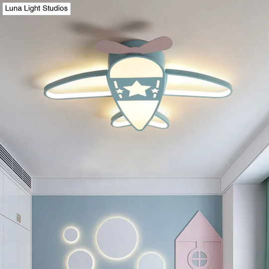 Acrylic Plane Ceiling Light With Simple Pink/Blue Led And Multiple Options