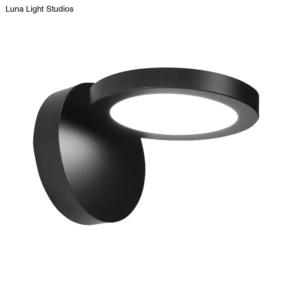 Acrylic Rotating Lens Wall Light: Simplicity In White/Black With Warm/White Led Glow