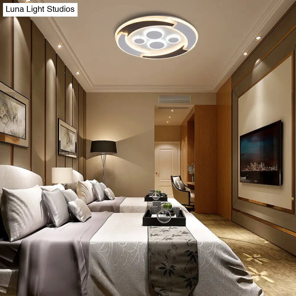 Acrylic Round Ceiling Lights - Modern Unique White Fixtures In 3 Colors / Warm