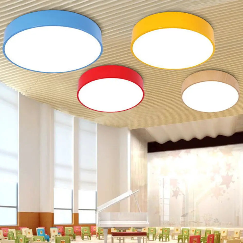 Acrylic Round Led Flushmount Ceiling Light For Kindergarten - Childrens Lighting Blue / 12 White