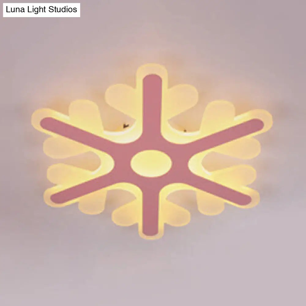 Acrylic Snowflake Flush Mount Ceiling Light For Kids Bedroom Pink / 16