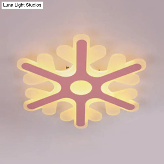 Acrylic Snowflake Flush Mount Ceiling Light For Kids Bedroom Pink / 16