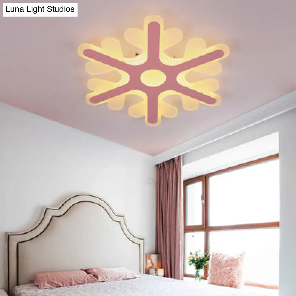 Acrylic Snowflake Flush Mount Ceiling Light For Kids Bedroom