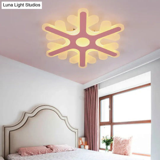 Acrylic Snowflake Flush Mount Ceiling Light For Kids Bedroom