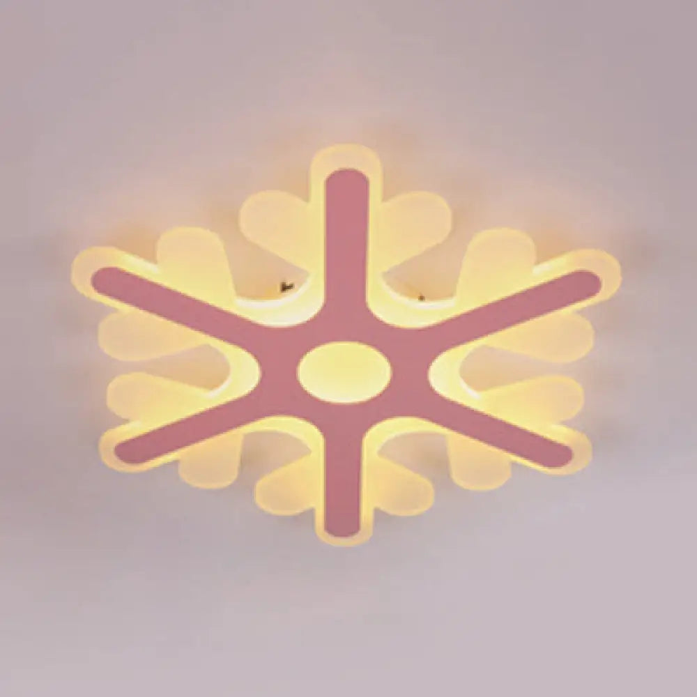 Acrylic Snowflake Flush Mount Ceiling Light For Kids’ Bedroom Pink / 16’