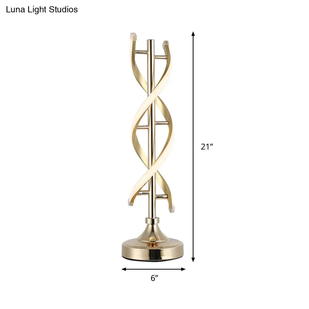 Acrylic Spiral Led Desk Lamp - Modern Small Task Lighting In Gold Warm/White Light