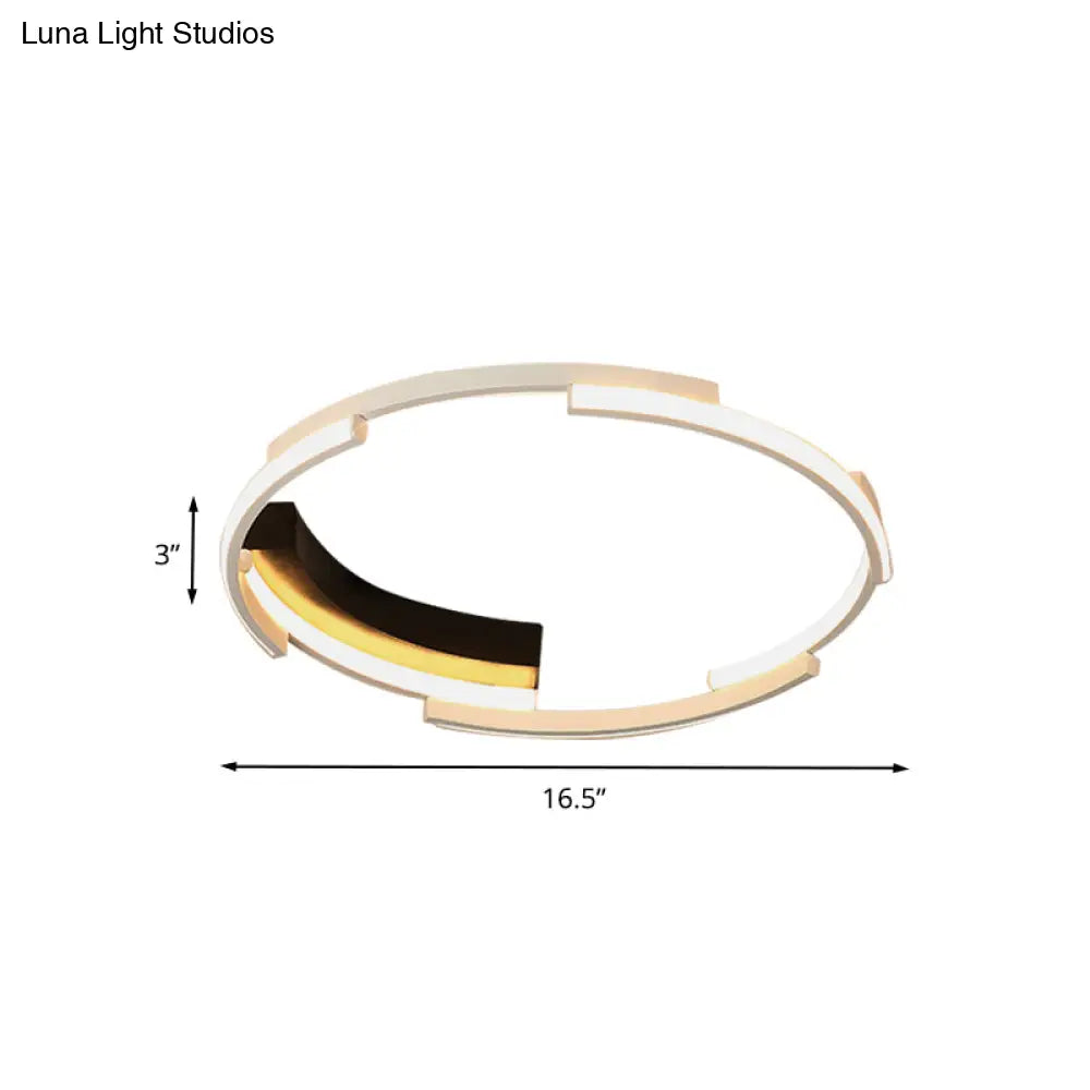 Acrylic Spliced Ring Led Flush Mount Light In White/Black - Ideal For Bedroom 16.5/19.5 Dia