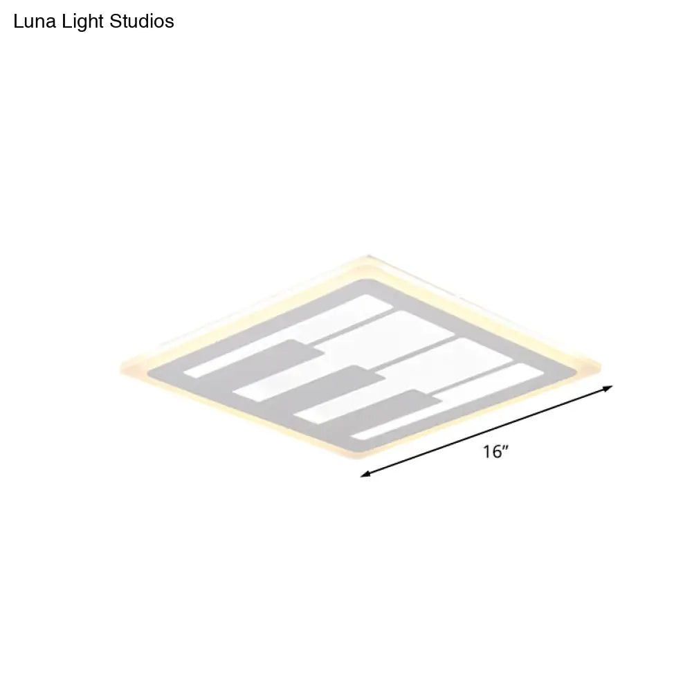 Acrylic Square Flushmount Led Ceiling Light In Warm/White With Modernist Design