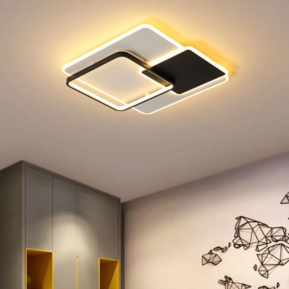 Acrylic Square Led Ceiling Light - Contemporary Black And White Warm/White Black - White / 18’ Warm