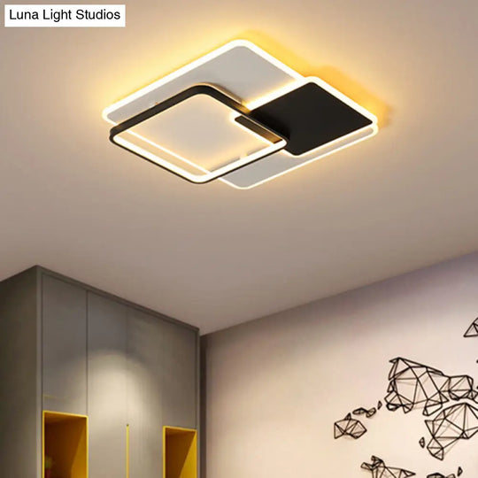 Acrylic Square Led Ceiling Light - Contemporary Black And White Warm/White Black-White / 18 Warm