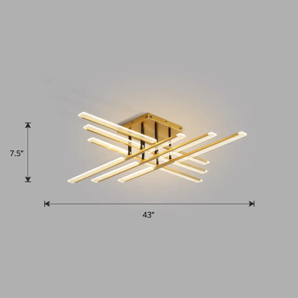 Acrylic Sticks Led Ceiling Light Fixture - Nordic Gold Semi Flush Mount For Bedroom / 43 Warm