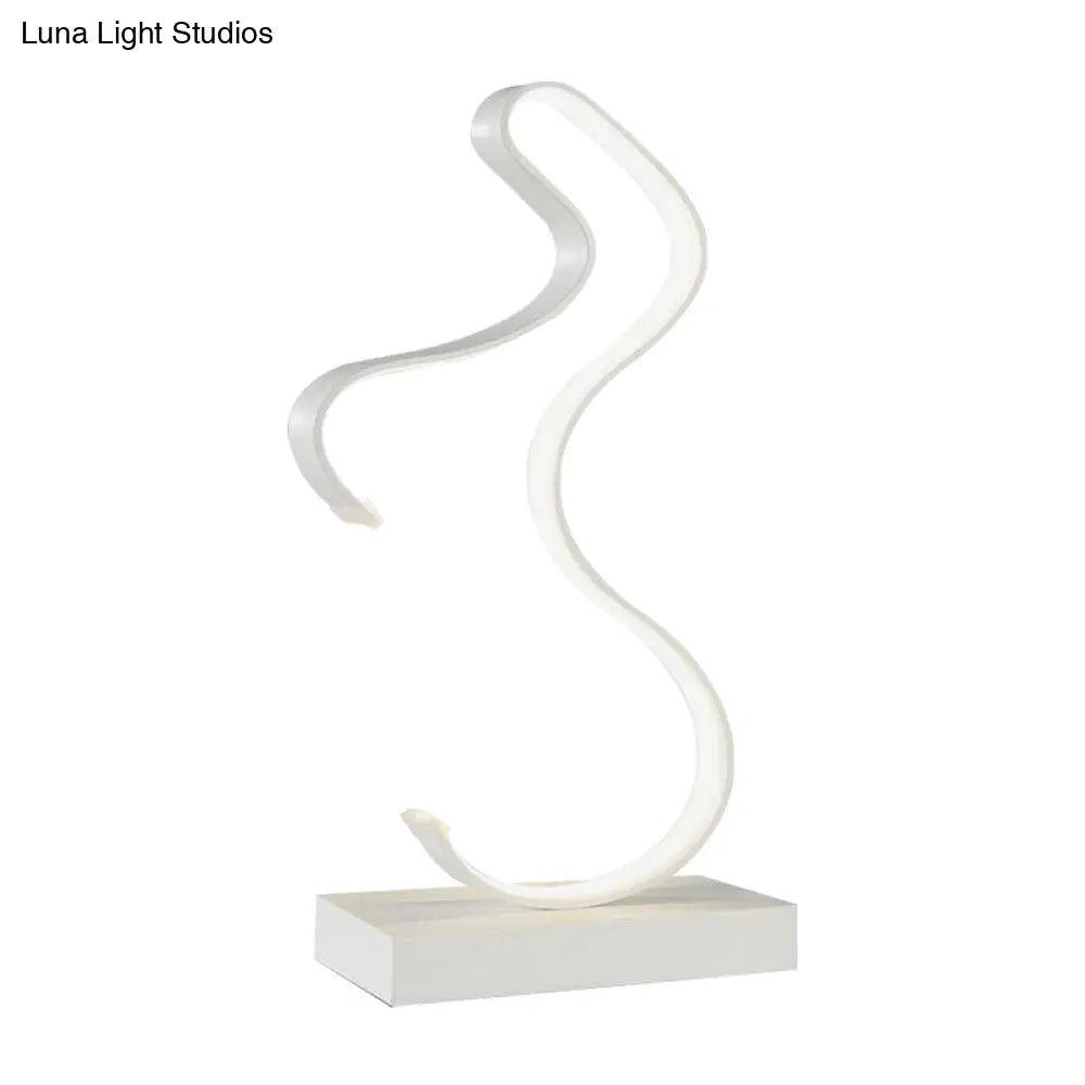 Acrylic Task Lighting Led Desk Lamp - Curvy Minimalist Design | White/Warm Light Perfect For Bedroom