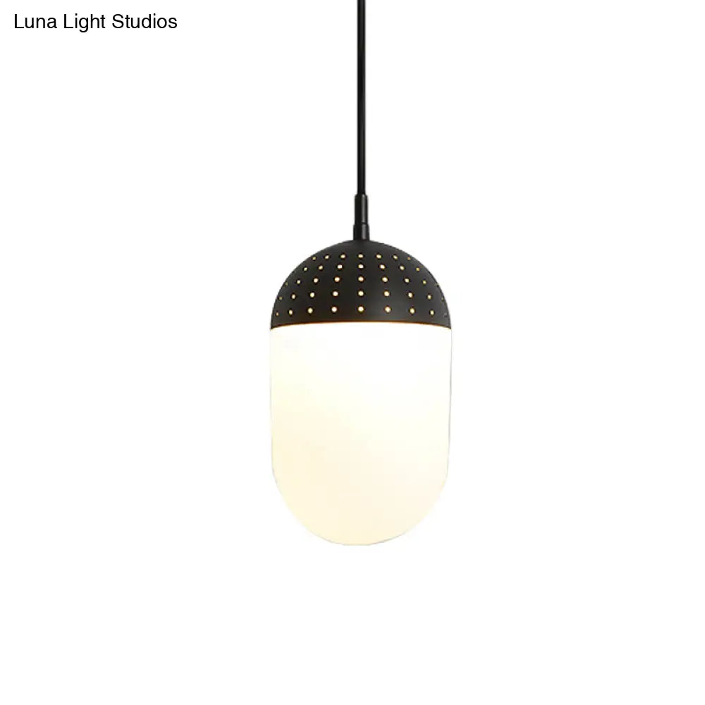 Addison - Nordic Globe/Ellipse Suspension Light With Opal White Glass Shade Metal 1 Black/White/Pink