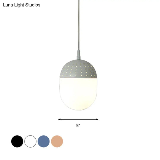 Addison - Nordic Globe/Ellipse Suspension Light With Opal White Glass Shade Metal 1 Black/White/Pink