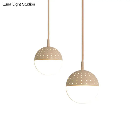 Addison - Nordic Globe/Ellipse Suspension Light With Opal White Glass Shade Metal 1 Black/White/Pink