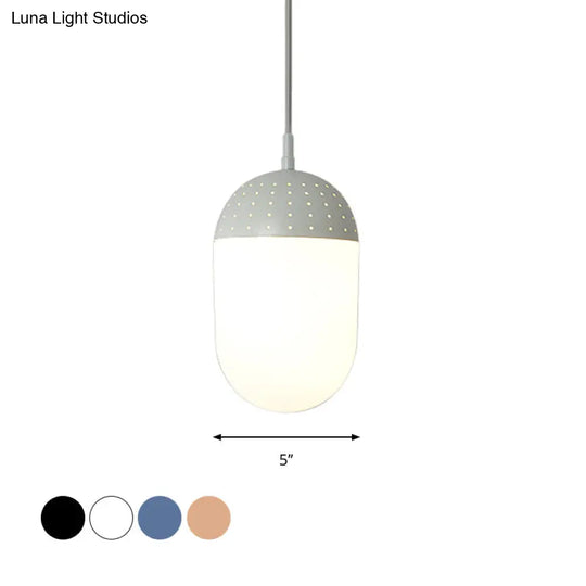 Addison - Nordic Globe/Ellipse Suspension Light With Opal White Glass Shade Metal 1 Black/White/Pink