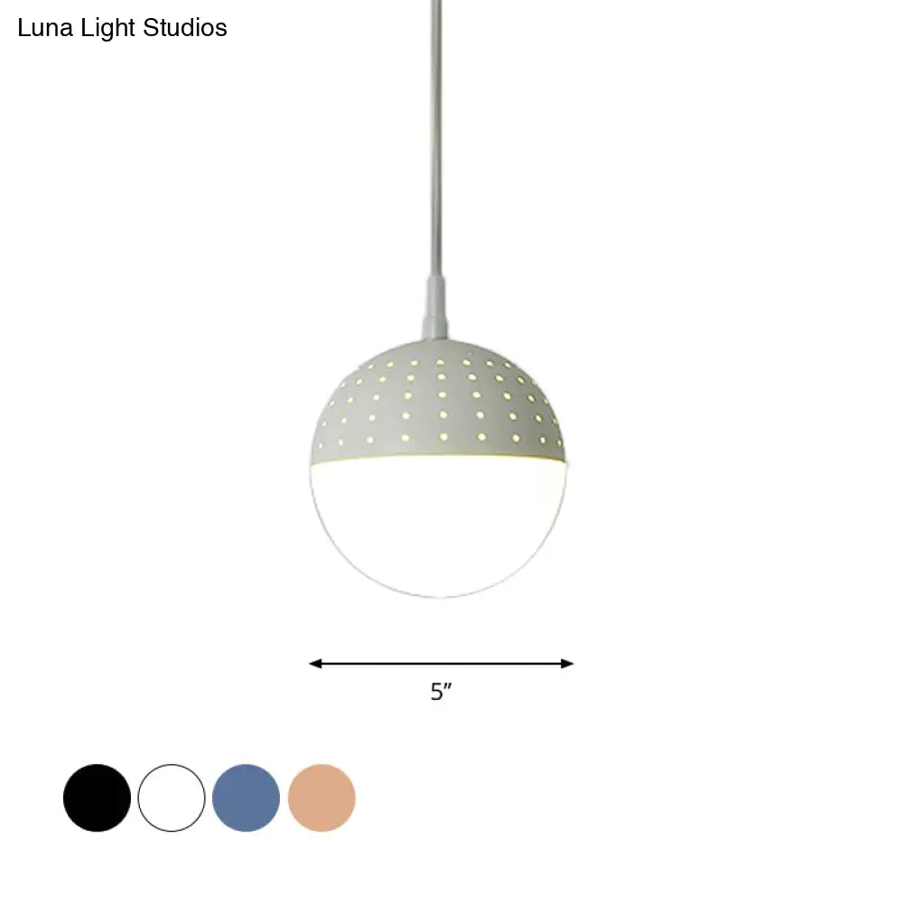 Addison - Nordic Globe/Ellipse Suspension Light With Opal White Glass Shade Metal 1