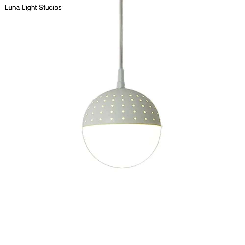 Addison - Nordic Globe/Ellipse Suspension Light With Opal White Glass Shade Metal 1 Black/White/Pink