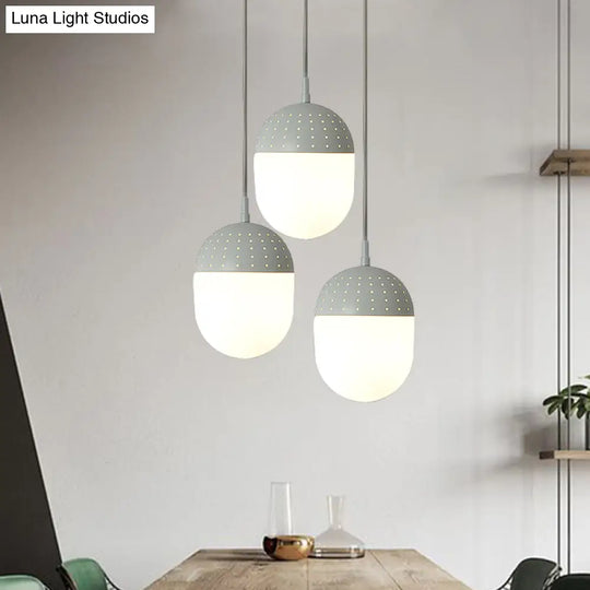 Addison - Nordic Globe/Ellipse Suspension Light With Opal White Glass Shade Metal 1 Black/White/Pink