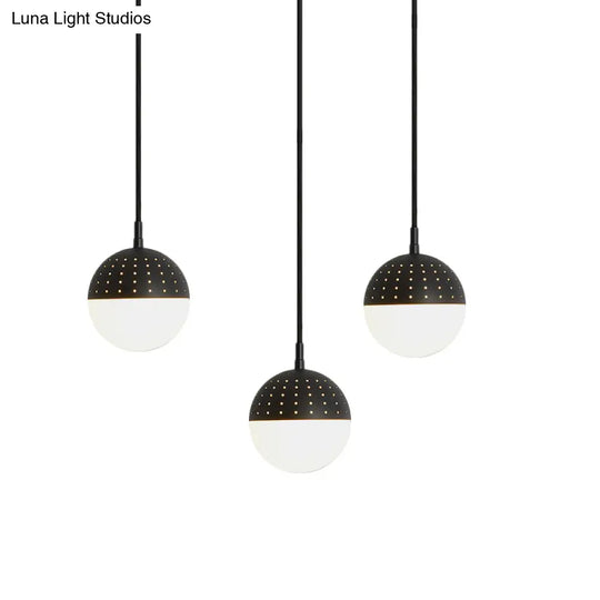 Addison - Nordic Globe/Ellipse Suspension Light With Opal White Glass Shade Metal 1 Black/White/Pink