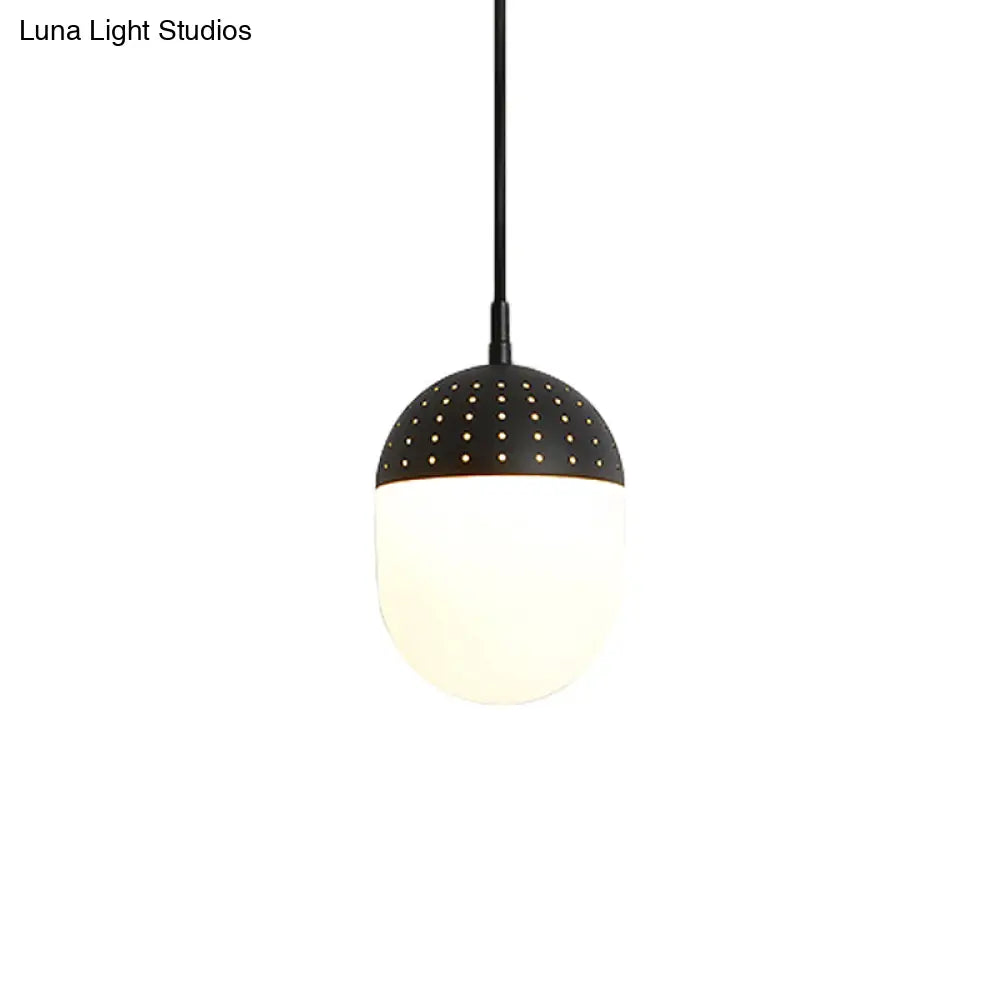 Addison - Nordic Globe/Ellipse Suspension Light With Opal White Glass Shade Metal 1 Black/White/Pink