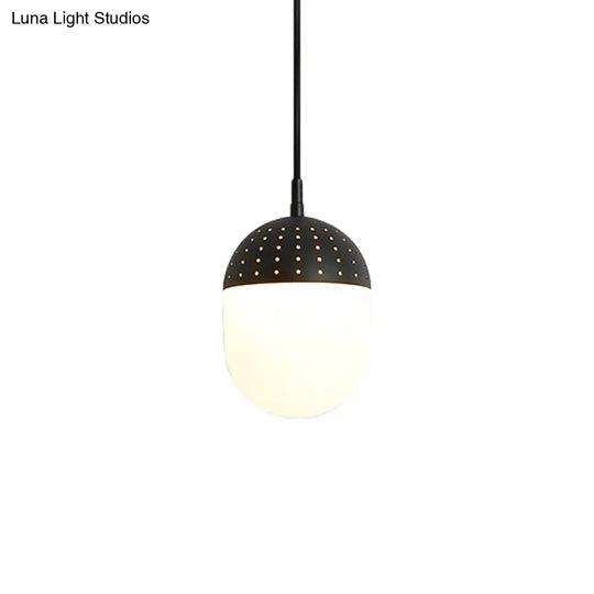 Addison - Nordic Globe/Ellipse Suspension Light With Opal White Glass Shade Metal 1 Black/White/Pink