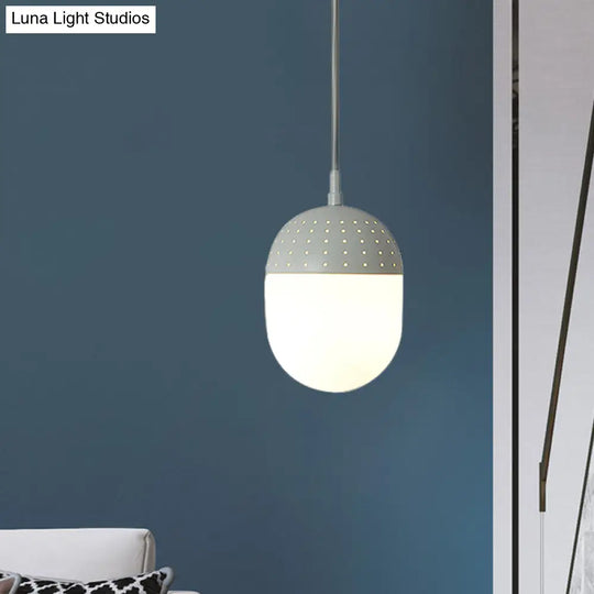 Addison - Nordic Globe/Ellipse Suspension Light With Opal White Glass Shade Metal 1 Black/White/Pink