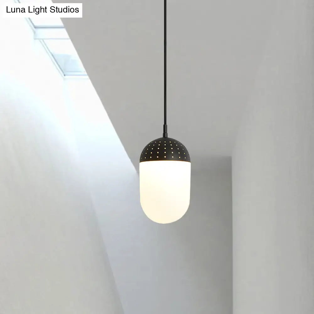 Addison - Nordic Globe/Ellipse Suspension Light With Opal White Glass Shade Metal 1 Black/White/Pink