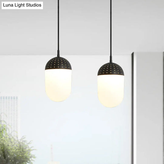 Addison - Nordic Globe/Ellipse Suspension Light With Opal White Glass Shade Metal 1 Black/White/Pink