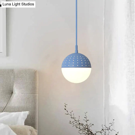 Addison - Nordic Globe/Ellipse Suspension Light With Opal White Glass Shade Metal 1 Black/White/Pink