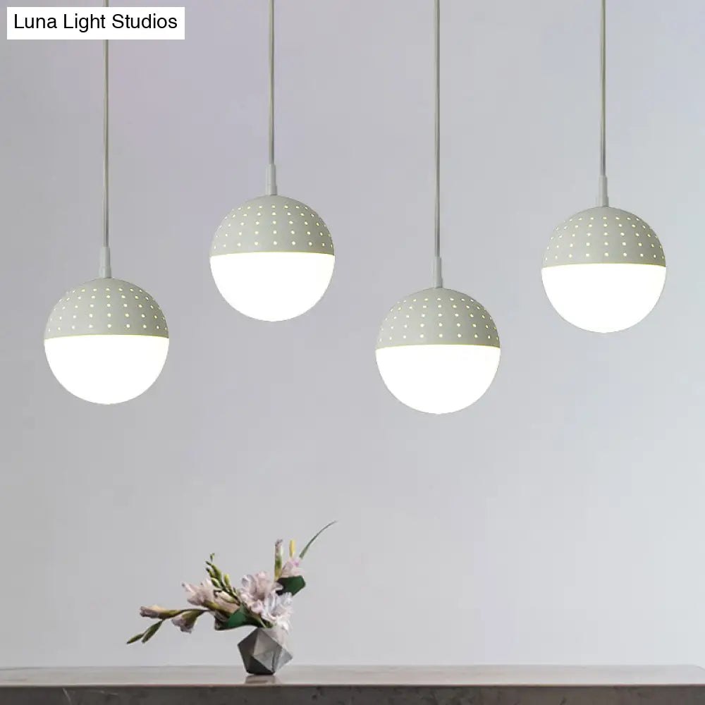 Addison - Nordic Globe/Ellipse Suspension Light With Opal White Glass Shade Metal 1 Black/White/Pink