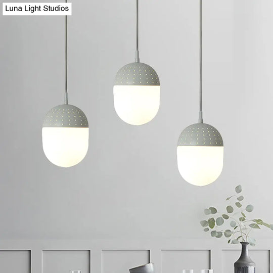 Addison - Nordic Globe/Ellipse Suspension Light With Opal White Glass Shade Metal 1 Black/White/Pink