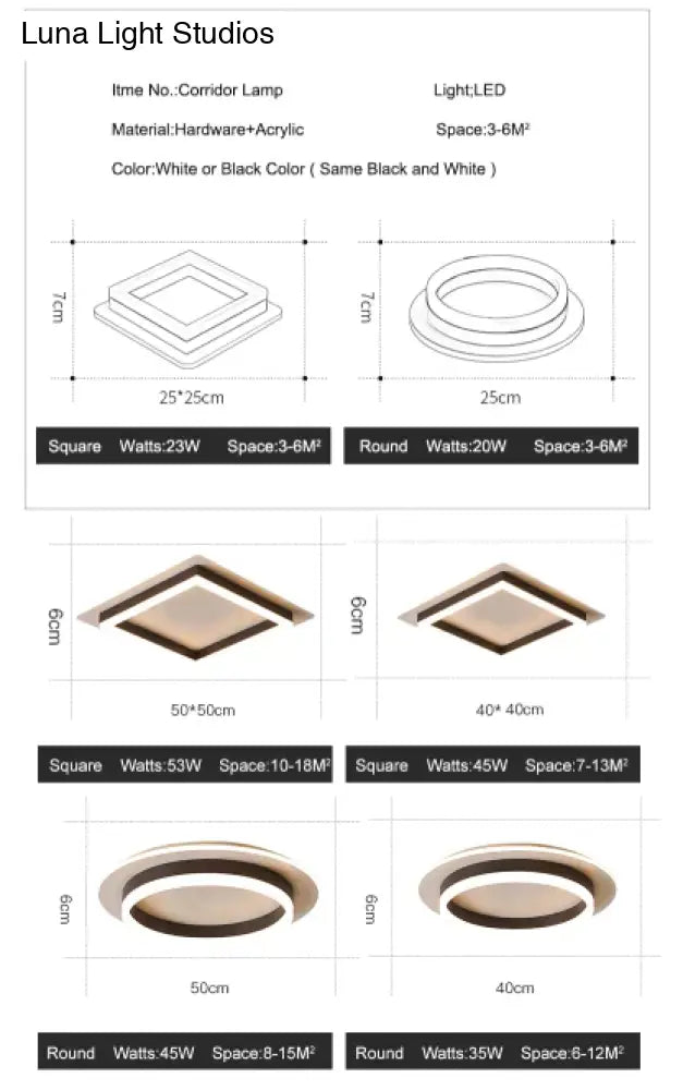 Adelyn- Modern Surface Mounted Square/Round Led Ceiling Lights For Hallway Porch