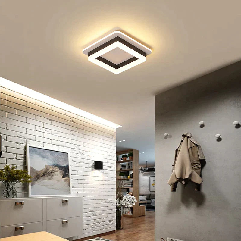 Adelyn- Modern Surface Mounted Square/Round Led Ceiling Lights For Hallway Porch Black Color /