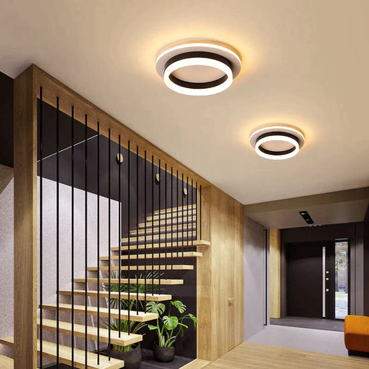 Adelyn- Modern Surface Mounted Square/Round Led Ceiling Lights For Hallway Porch Black Color / Round