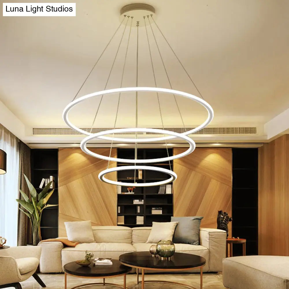 Adjustable 1/2/3-Light Pendant Chandelier With Acrylic Shade For Living Room Ceiling