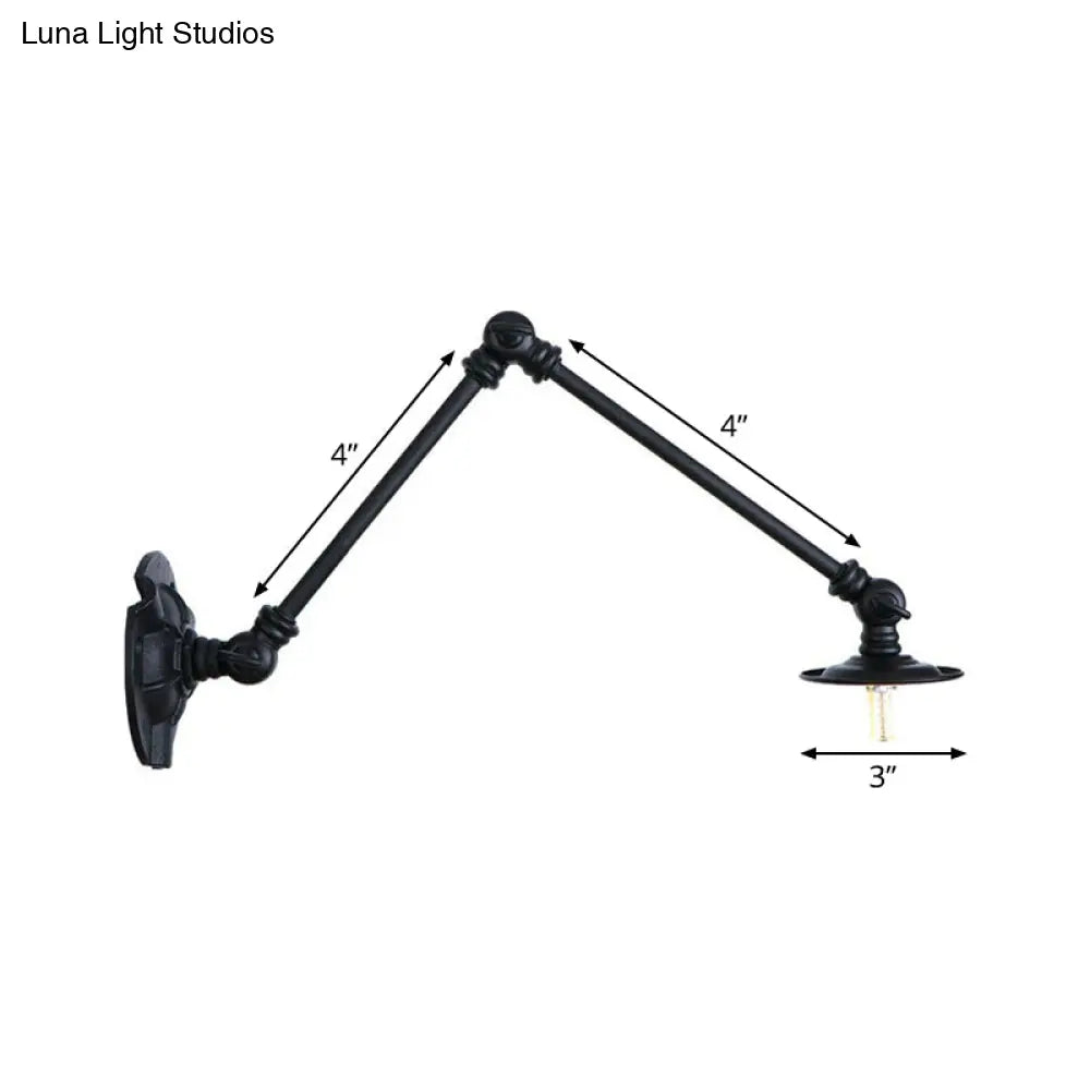 Adjustable 2-Arm Wall Light With Studio Task Lamp In Black Various Length Options