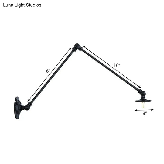 Adjustable 2-Arm Wall Light With Studio Task Lamp In Black Various Length Options