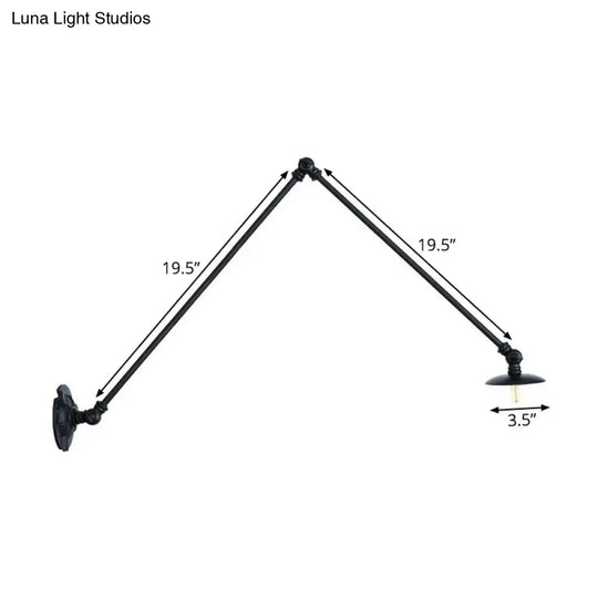 Adjustable 2-Arm Wall Light With Studio Task Lamp In Black Various Length Options