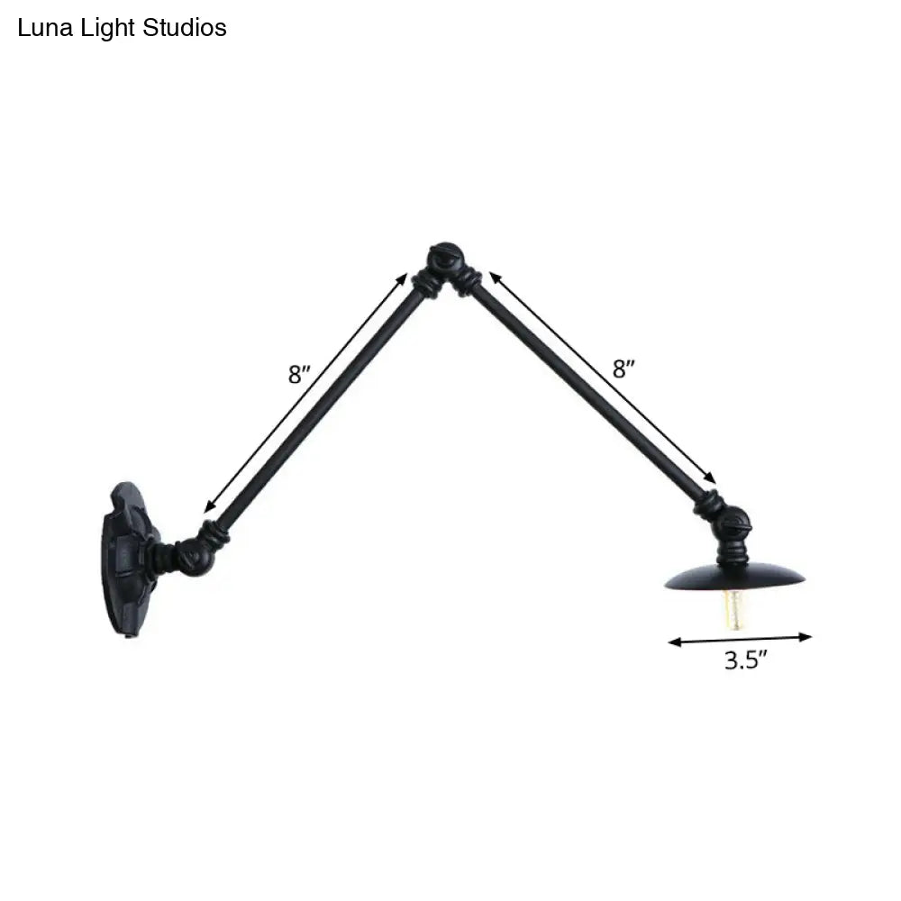 Adjustable 2-Arm Wall Light With Studio Task Lamp In Black Various Length Options