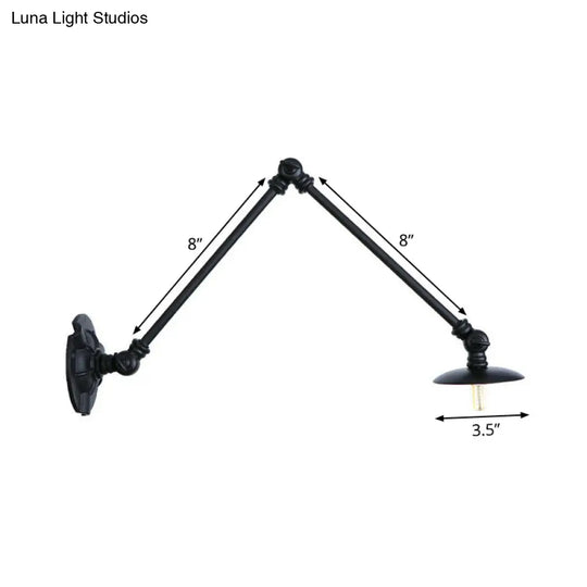 Adjustable 2-Arm Wall Light With Studio Task Lamp In Black Various Length Options