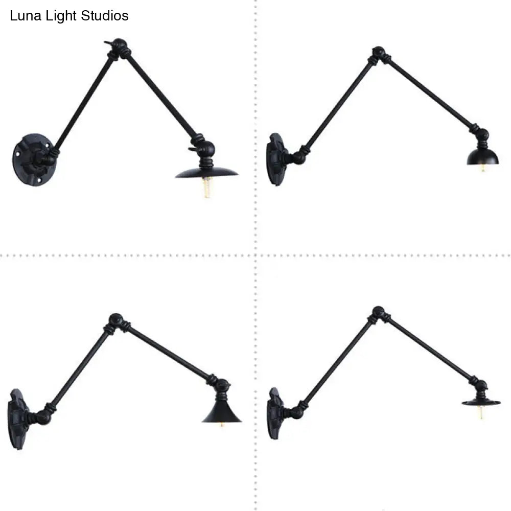 Adjustable 2-Arm Wall Light With Studio Task Lamp In Black Various Length Options