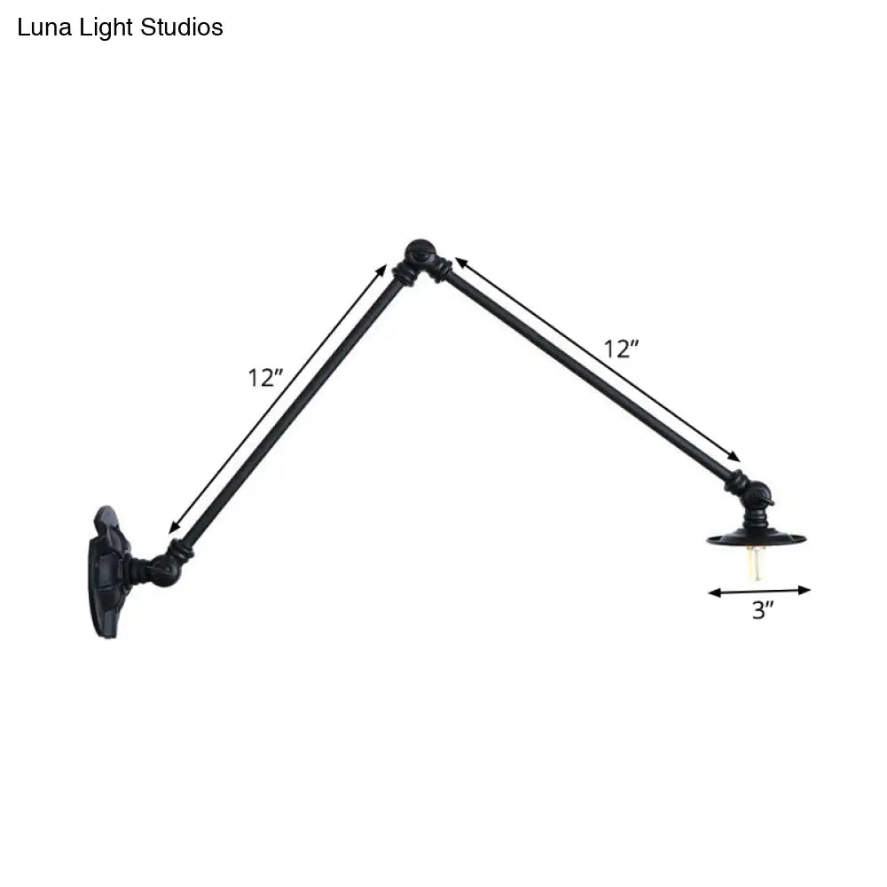 Adjustable 2-Arm Wall Light With Studio Task Lamp In Black Various Length Options