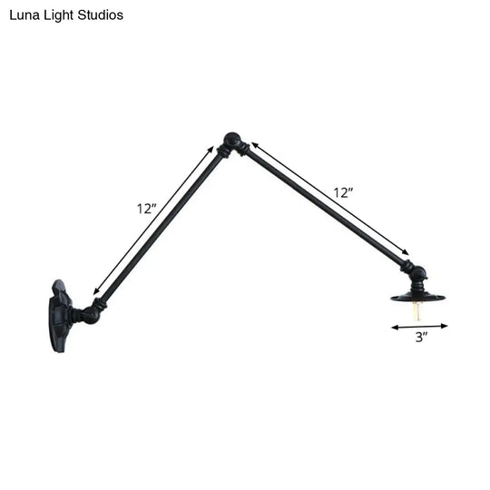 Adjustable 2-Arm Wall Light With Studio Task Lamp In Black Various Length Options