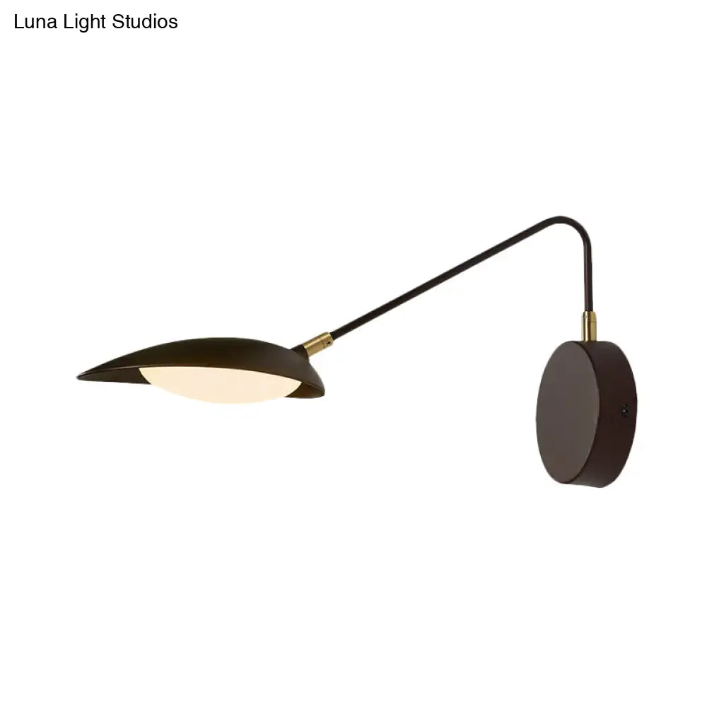 Adjustable Arm Metallic Led Wall Lamp For Modern Bedroom Décor In Coffee