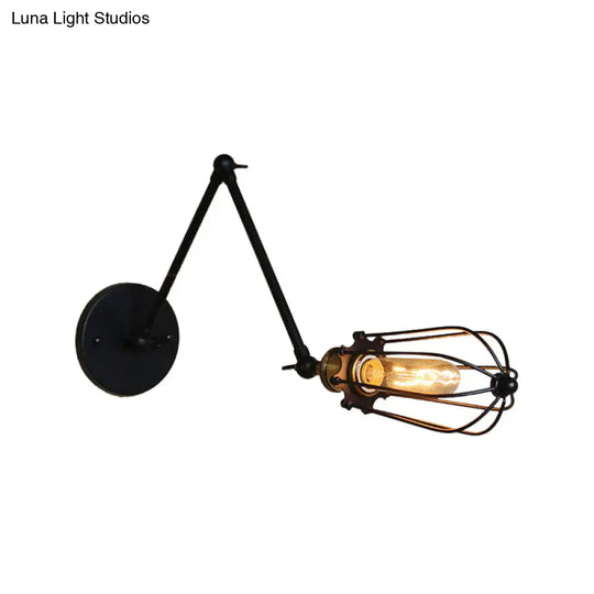 Adjustable Arm Wall Light With Cage Shade Loft Style Black/Brass/Aged Brass - Ideal For Table