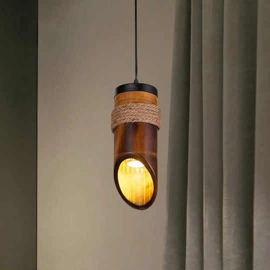 Adjustable Bamboo Hanging Pendant Lamp With 1 Light Bulb Lighting